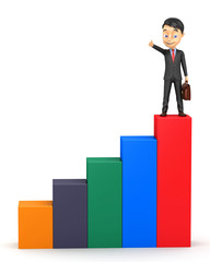 3d business concept. A successful businessman on the top of the