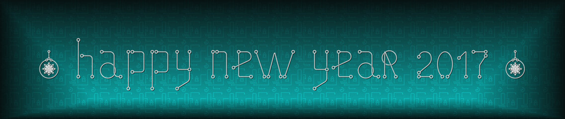 Merry Christmas Holiday Greeting Card. Geometry lines, art techno style banner.