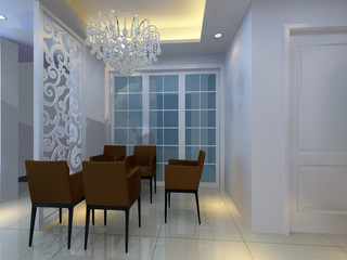 Naklejka na ściany i meble 3d rendering of home interior.