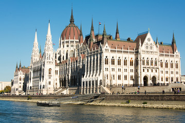 Fototapeta na wymiar Budapest, Hungary, Danube area, parliament