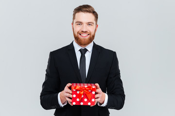 Business man with gift