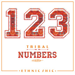 Tribal ethnic numbers for t-shirts, posters, card and other uses.