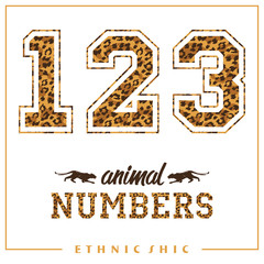 Vector animal numbers for t-shirts, posters, card and other uses.
