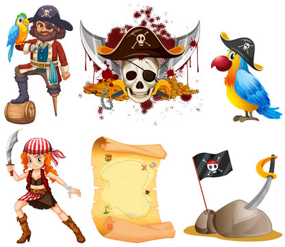 Pirate set with pirates and other symbol