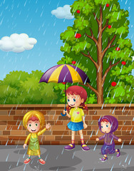 Rainy season with three kids in the rain