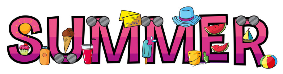 Font design with word summer