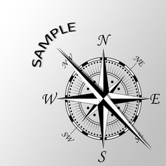 Illustration of Sample word written aside compass