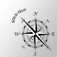 Illustration of Sold out written aside compass