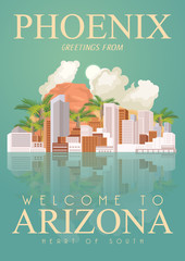 Arizona vector american poster. USA travel illustration. United States of America greeting card