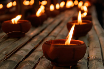 Lamps and candle used at Loy krathong festival.