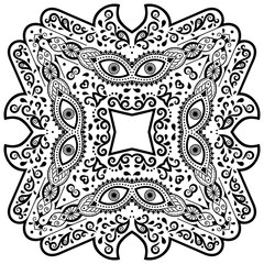 Vector henna tatoo mandala. Mehndi style.Decorative pattern in oriental style. Coloring book page.
