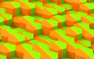 Colorful Hexagon Background Texture. 3d render