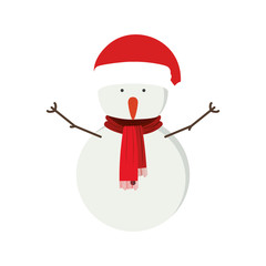 snowman with red hat and scarf vector illustration