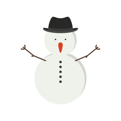 snowman with black hat and shirt button vector illustration