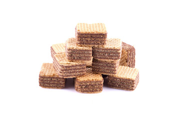 wafer chocolate filling on white background