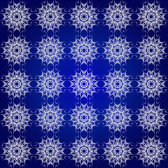 Seamless pattern with white snowflakes. Vector illustration. For