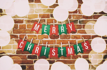 Red, green and white MERRY CHRISTMAS paper garland