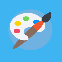 brush and palette icon. flat design