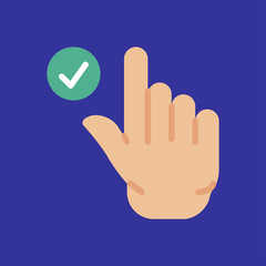 Fototapeta premium check and hand icon. flat design