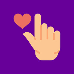 heart and hand icon. flat design