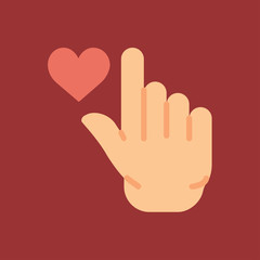 heart and hand icon. flat design