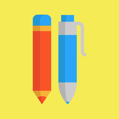 pen and pencil icon. flat design
