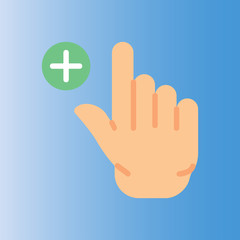 plus and hand icon. flat design