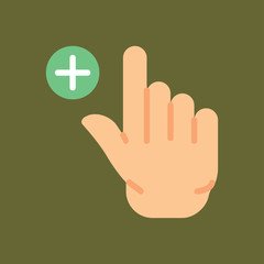 plus and hand icon. flat design