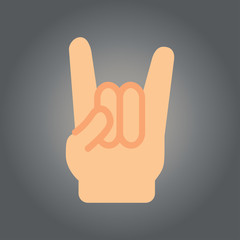 rock-and-roll hand sign icon. flat design