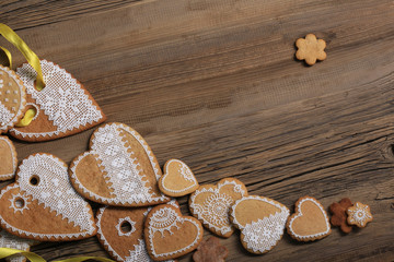 Fototapeta na wymiar gingerbread heart-shaped