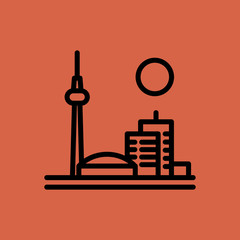 toronto dish icon. flat design