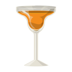silhouette with drink orange in cocktail glass vector illustration