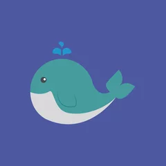 Deurstickers walvis icoon. plat ontwerp © Sona