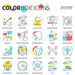 Color box icons, growth hacking concept illustrations
