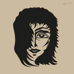 The man's face picture
Author design head boy hair develop eye mouth nose sketch eyebrow contour fringe handmade abstract portrait Stock eps10 vector illustration
