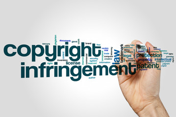 Copyright infringement word cloud - obrazy, fototapety, plakaty