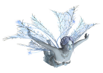 3D Rendering Winter Fairy on White