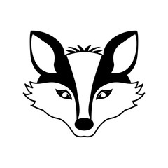 silhouette contour monochrome with fox face vector illustration