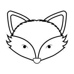contour monochrome with fox face vector illustration