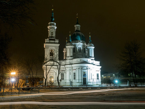 Night view of Saint Catherine's Church (Kingisepp)