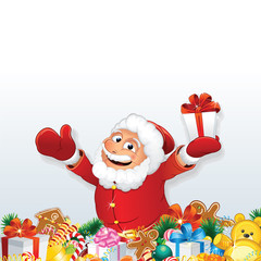 Santa with Pile of Christmas Gift