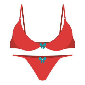 red set brassier tanga with bow vector illustration