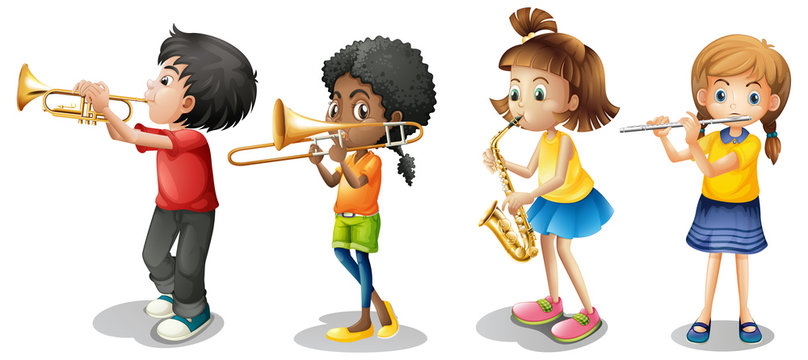 Kids playing musical instruments