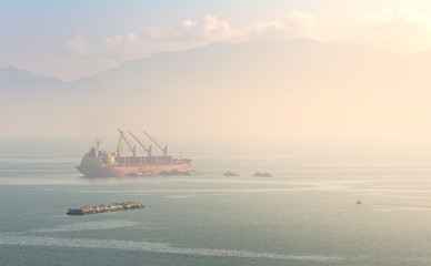 Naklejka premium logistics and transportation ship