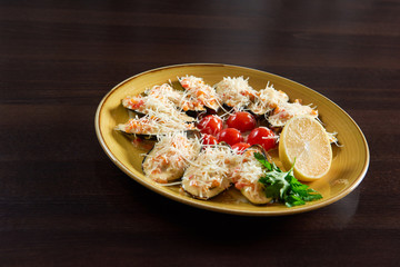 Shellfish mussels served at the restaurant