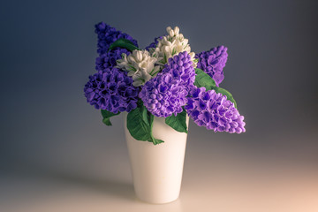 Vase with decorative flowers handmade