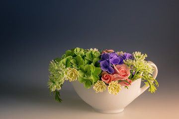 Vase with decorative flowers handmade