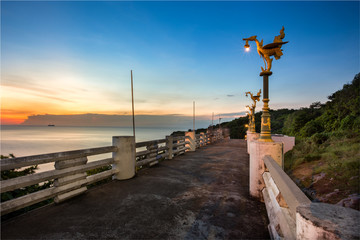 beautiful bridge with sea view in sunset time