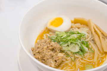 japan ramen noodle with boil egg and mince pork
