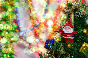 Christmas tree decoration with blur background